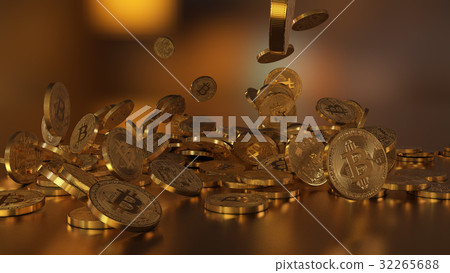 Bitcoin falling on a pile Bitcoin falling on a pile 32265688