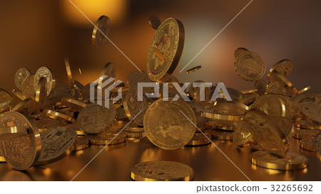Bitcoin falling on a pile Bitcoin falling on a pile 32265692