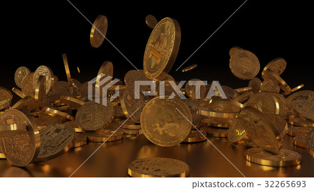 Bitcoin falling on a pile 32265693