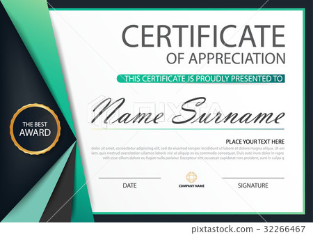 Green label Elegance horizontal certificate Vector Green label Elegance horizontal certificate Vector 32266467