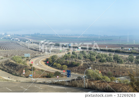 Rural scenery in Spain where highway runs Rural scenery in Spain where highway runs 32269263