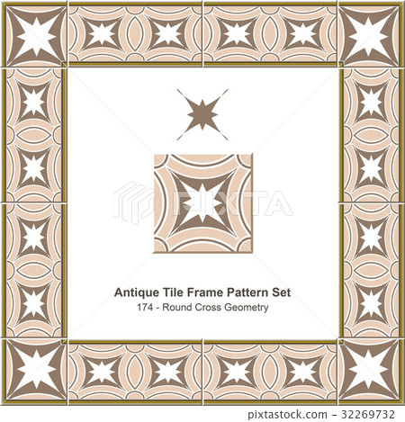 Antique tile frame pattern Round Cross Geometry 32269732