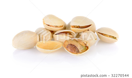 Pistachio nuts on white background 32270544