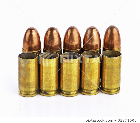 Bullet,bullet casings isolated on white background 32271503