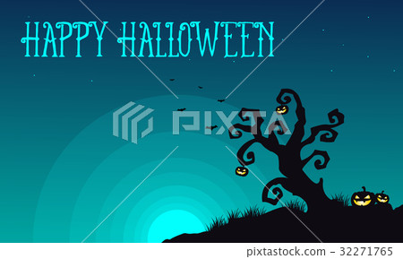 Halloween with tree and pumpkin background Halloween with tree and pumpkin background 32271765