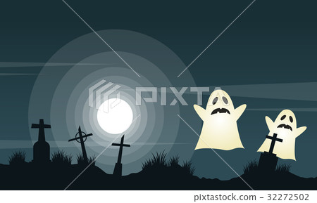 Halloween background with graveyard landscape Halloween background with graveyard landscape 32272502