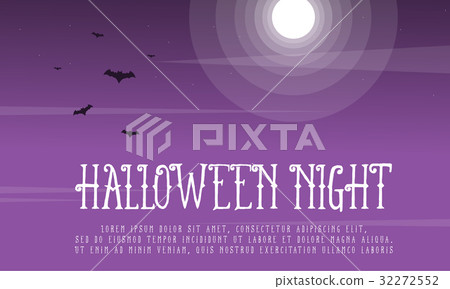 Halloween night background with bat - Stock Illustration [32272552] - PIXTA