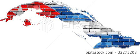 Cuba map on a brick wall Cuba map on a brick wall 32273208