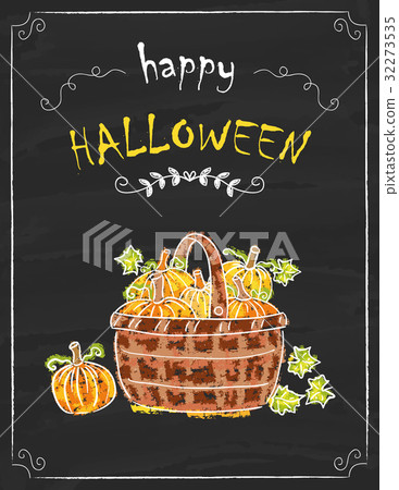 Halloween pumpkins doodle on the black board Halloween pumpkins doodle on the black board 32273535