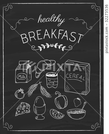 Breakfast doodles on the black board Breakfast doodles on the black board 32273536