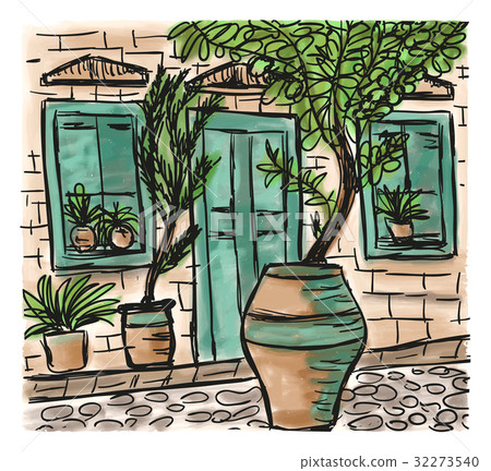 Mediterranean town painting Mediterranean town painting 32273540