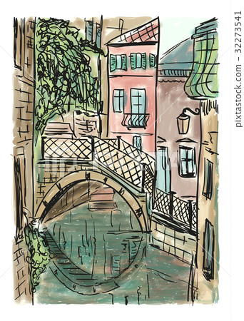 Mediterranean town painting Mediterranean town painting 32273541