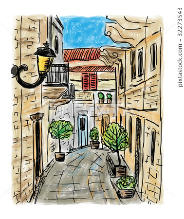 Mediterranean town painting Mediterranean town painting 32273543