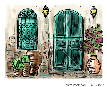 Mediterranean town painting Mediterranean town painting 32273544