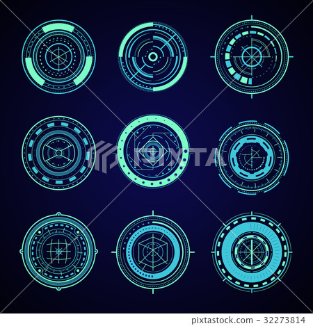 HUD Interface Futuristic Graphic Elements Set 32273814