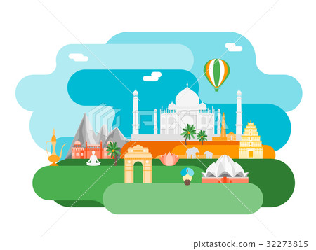 Cartoon Symbol of India Background Tourism Concept 32273815