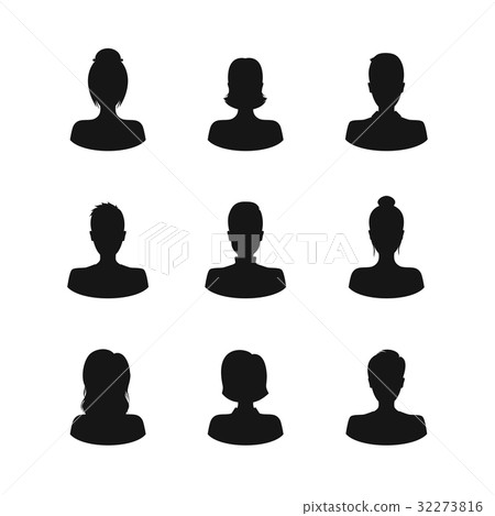 Silhouette Black Avatars People Man and Woman Icon 32273816