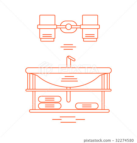 Cute vector with bathroom elements. Bathroom 32274580