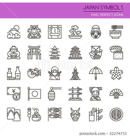 Japan Symbols , Thin Line and Pixel Perfect Icons. 32274731