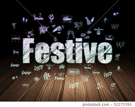 Holiday concept: Festive in grunge dark room Holiday concept: Festive in grunge dark room 32275763