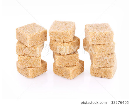 Natural sugar cubes on white background Natural sugar cubes on white background 32276405