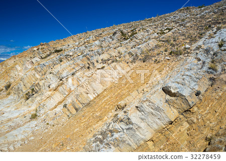 Close up of ancient sedimentary layered rock 32278459