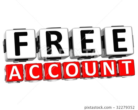 3D Free Account Button Click Here Block Text 32279352