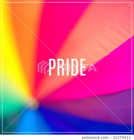 Word Pride.Rainbow coloured umbrella. Word Pride.Rainbow coloured umbrella. 32279411