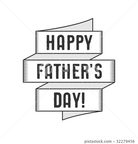 Happy Fathers Day Typography label with ribbon and 32279456