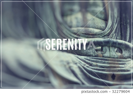 Word Serenity over Japan Buddha statue. Word Serenity over Japan Buddha statue. 32279604