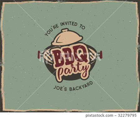 BBQ party typography poster template in retro old BBQ party typography poster template in retro old 32279795