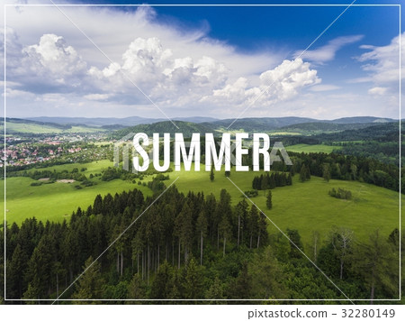 Aerial view of the summertime in mountains. Aerial view of the summertime in mountains. 32280149