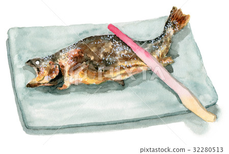 Salt-grilled analog watercolor char 32280513