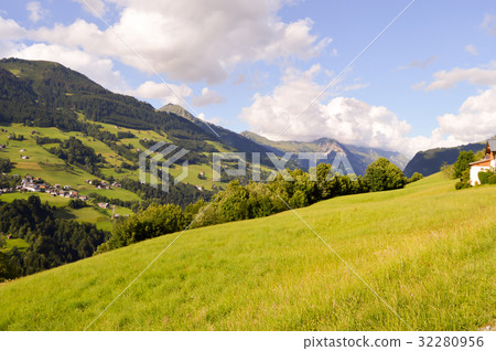 View of a valley and green 32280956
