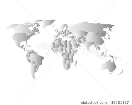 Grey political map of World. Each state with own Grey political map of World. Each state with own 32281187