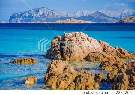 Clear amazing azure coloured sea water on 32281206