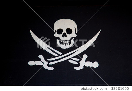 White skull on black background 32281600