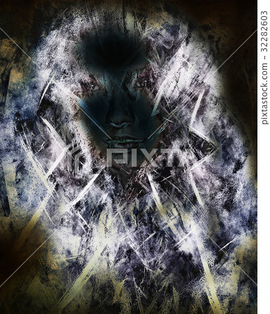 Woman and abstract color background. Fractal 32282603