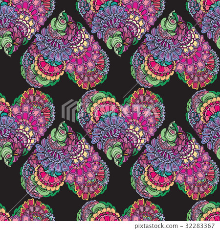 Abstract decorative seamless pattern with hearts Abstract decorative seamless pattern with hearts 32283367
