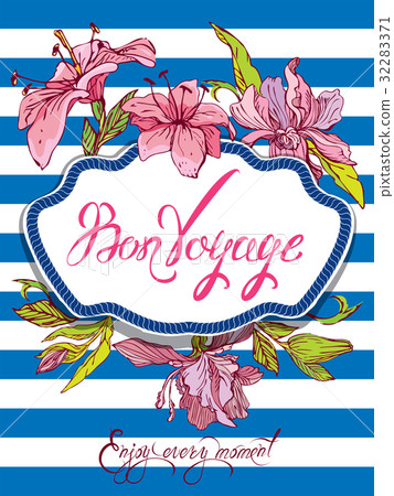 Seasonal Card with rope frame and orchid Seasonal Card with rope frame and orchid 32283371