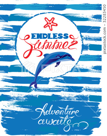 Seasonal Card with frame and dolphin Seasonal Card with frame and dolphin 32283450