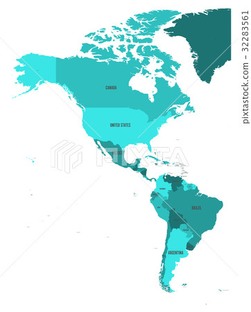 Political map of Americas in turquoise Political map of Americas in turquoise 32283561