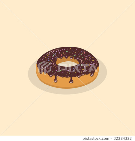 Donut with chocolate icing and sprinkles Donut with chocolate icing and sprinkles 32284322