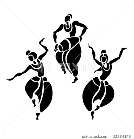 Indian dancers. Vector Illustration. - Stock Illustration [32284346 ...