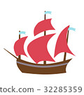 Sailing boat. Vector flat style illustration. 32285359