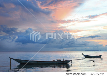 Sail Boat at sunrise beautiful color sky Sail Boat at sunrise beautiful color sky 32285794