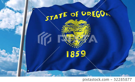 Waving flag of Oregon. 3D rendering 32285877
