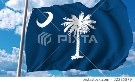 Waving flag of South Carolina. 3D rendering - Stock Illustration ...