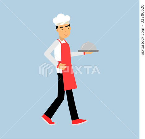 Male chef cook character in uniform walking with 32286620