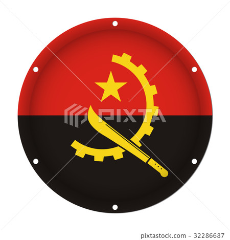 round metallic flag of Angola with screw holes round metallic flag of Angola with screw holes 32286687
